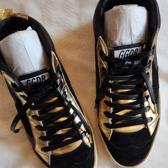 Womens Black & Gold Records Golden Goose Sneakers 35 US 5 - Picture 6 of 11